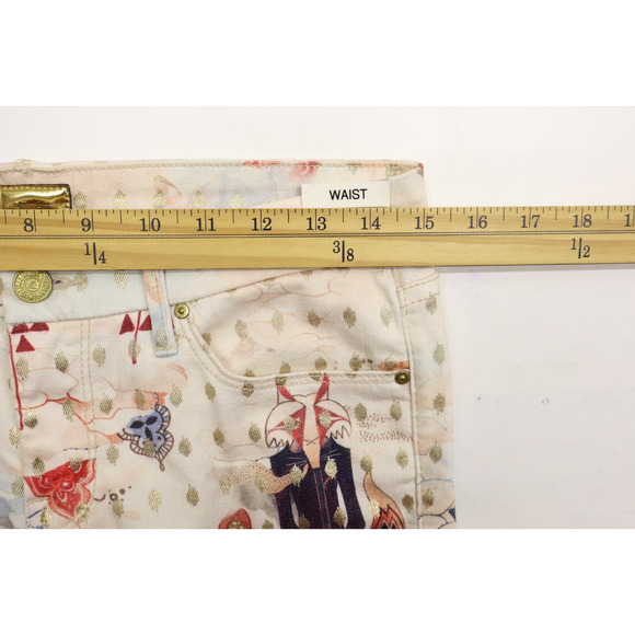 Mother Women's The Looker Friends In High Places Printed Beige Sz 26 - Picture 4 of 13